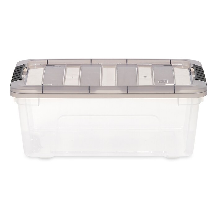 Iris 12.59 Quart Stack and Pull Plastic Latching Storage Bin
