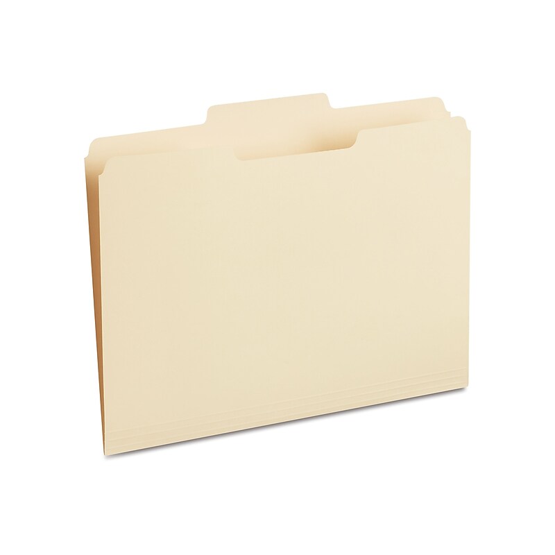 Staples 30% Recycled File Folders, 1/3-Cut Tab, Center Position, Letter Size, Manila, 100/Box (ST116780/116780) image 1