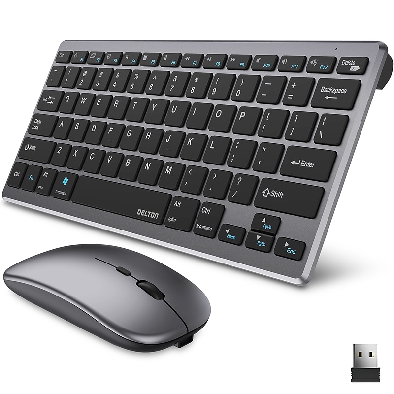Delton N35 Portable/Travel/Small Wireless Keyboard and Mouse Combo, Silver (DKMKITMIN35-WB) image 1