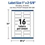 Avery Rectangle Laser/Inkjet Multipurpose Labels, 1" x 2-5/8", White, 160/Pack (19479370833)~#|#~8D81DACD-B406-4DCA-9180DB994F330E1E_sc7