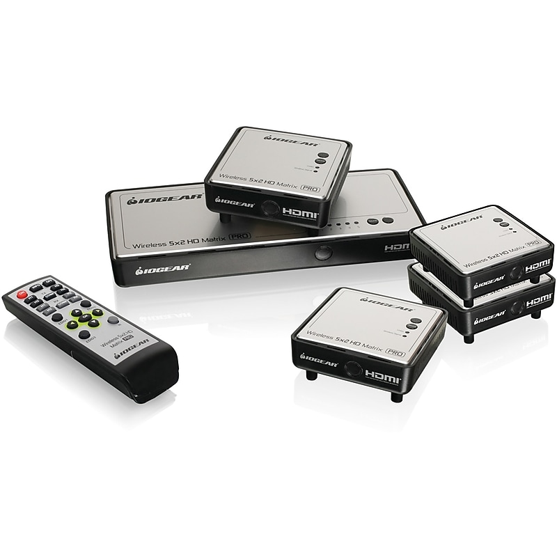 IOGEAR Long Range Wireless 5x2 HDMI Matrix PRO with 3 Additional Receivers (GWHDMS52MBK4) image 1