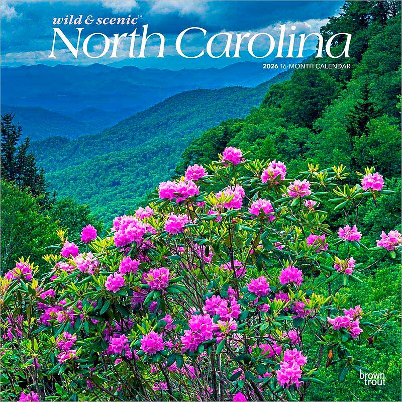 2026 BrownTrout North Carolina Wild & Scenic 12" x 12" Monthly Wall Calendar (9798330704910) image 1