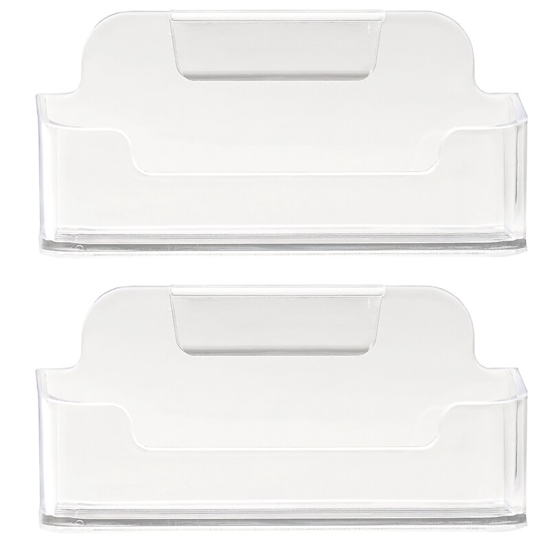 Excello Global Products Horizontal Card Holder, 3" x 2", Horizontal, Table Top/Countertop, Clear Plastic, 2/Pack image 1