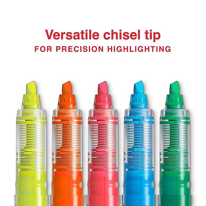 Staples® Hype Stick Highlighters, Chisel Tip, Assorted, 5/Pack