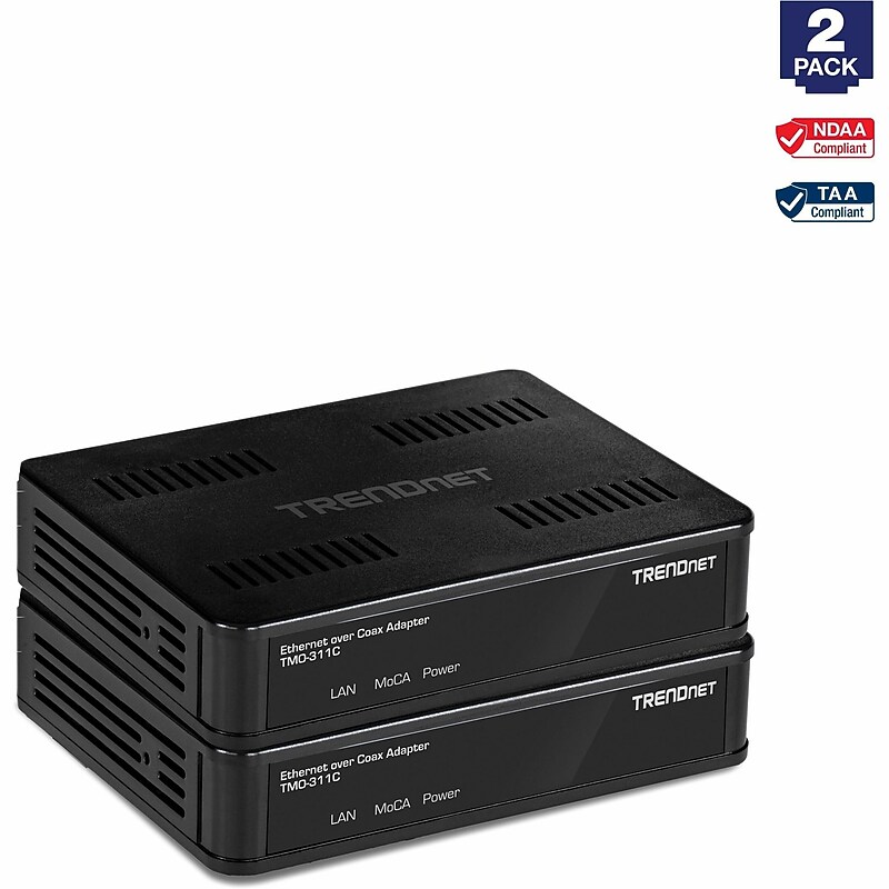 MoCA 2.0 Ethernet‑over‑Coax Adapter Kit, 1 Gbps (TMO311C2K) image 1