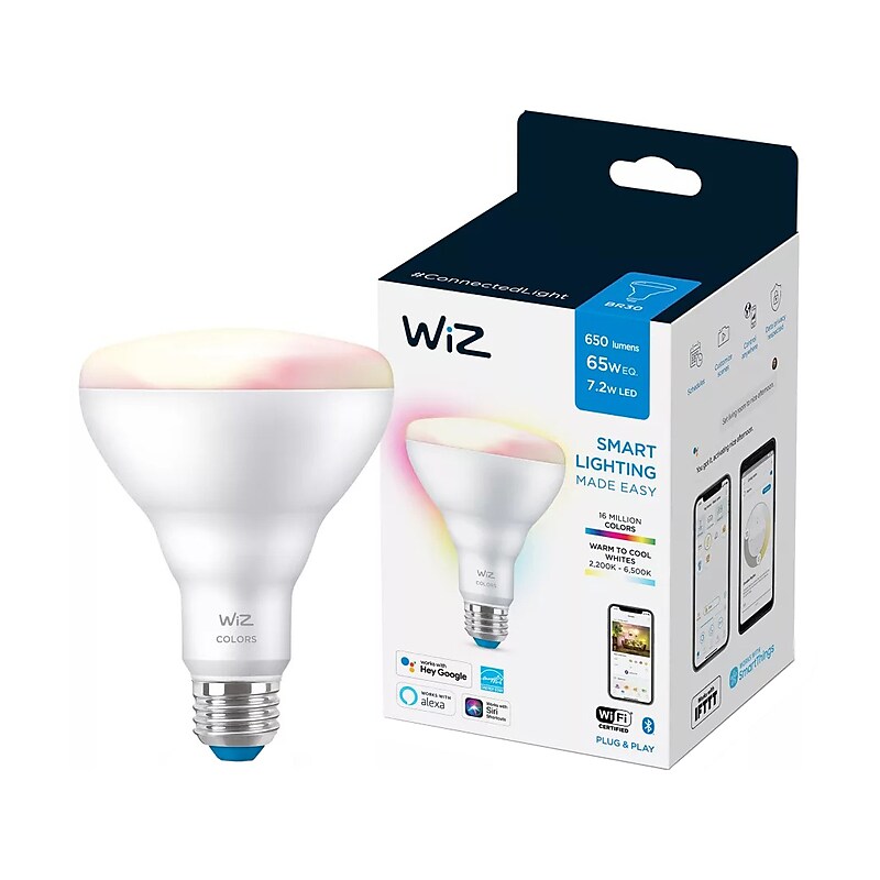 WiZ 65W Equivalent BR30 LED Smart Bulb, White (603456) image 1