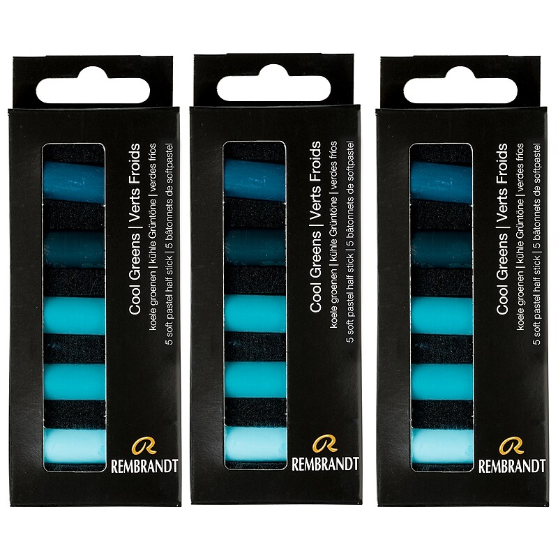 Rembrandt Soft Pastels Micro Sets, Cool Greens, 5/Set, 3 Sets/Bundle (RBX31820509-3) image 1