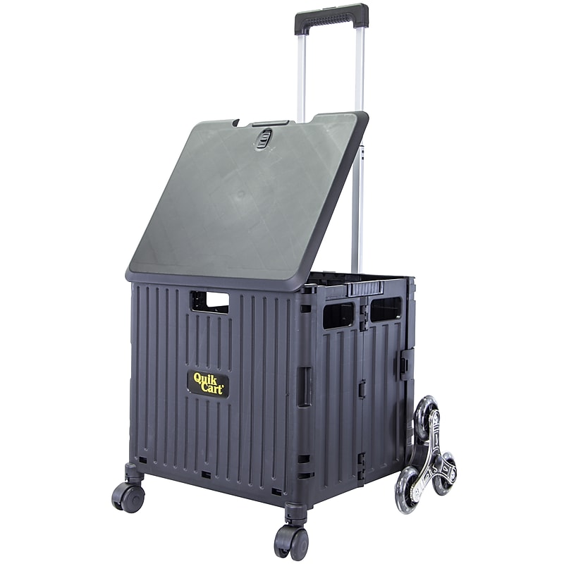 Dbest Stair Climber Quik Cart Swing Lid Four Swivel Wheeled Rolling Crate Teacher Utility, Sky Black (01-955) image 1