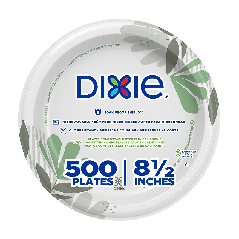 Dixie Pathways 8.5” Paper Plates, Multicolored, 500/Carton (UX9WS) image 1