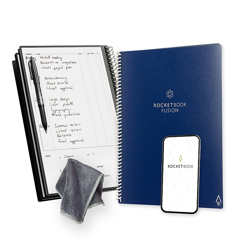 Rocketbook Fusion Reusable Notebook Planner Combo, 8.5" x 11", 42 Sheets, Blue (EVRF-L-RC-CDF-FR) image 1