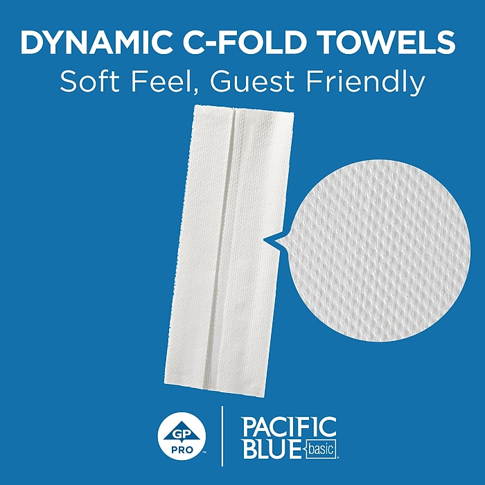 Pacific Blue Basic C-Fold Paper Towels, 1-ply, 240 Sheets/Pack, 10