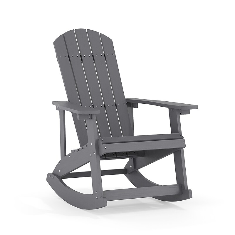 Flash Furniture Savannah All-Weather Poly Resin Wood Adirondack Rocking Chair, Gray (JJC14705GY) image 1