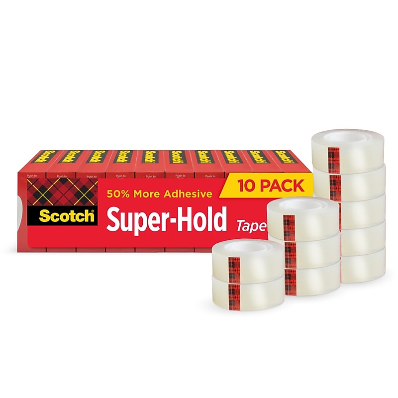 Scotch Super-Hold Transparent Clear Tape Refill, 0.75" x 27.77 yds., 1" Core, Clear, 10 Rolls/Pack (700K10) image 1