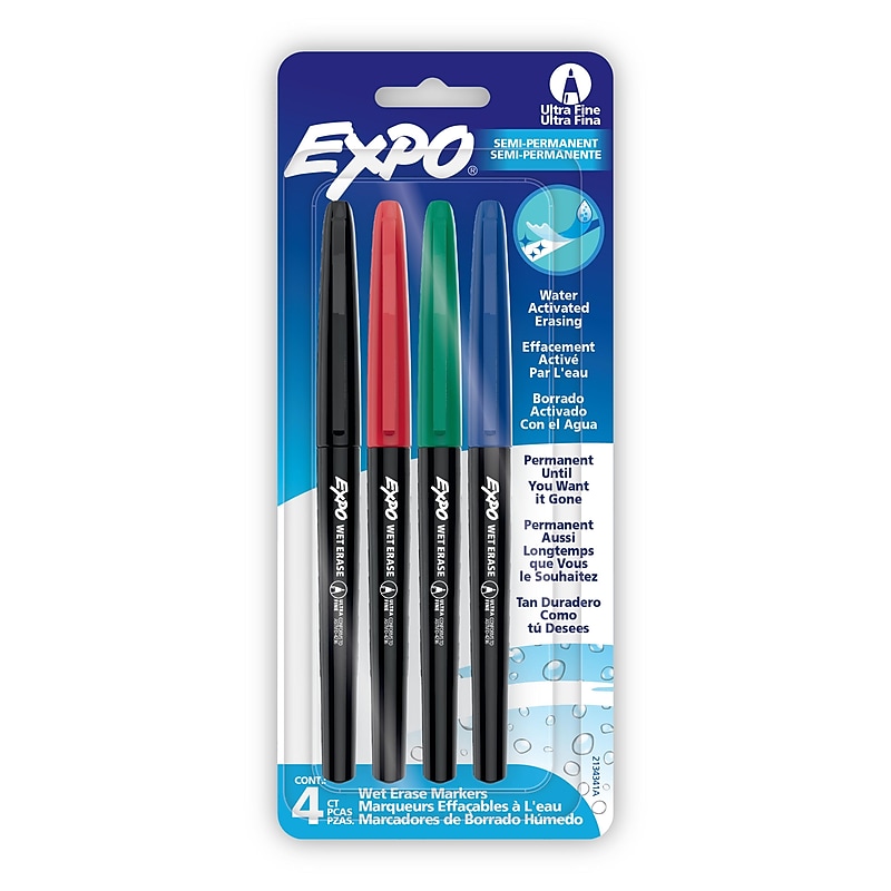 Expo Vis-à-Vis Wet Erase Markers, Fine Tip, Assorted Colors, 4/Pack (16074/2134341) image 1