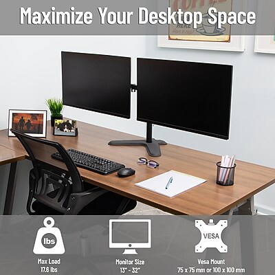 Mind Reader Freestanding Dual Monitor Desk Mount, Black (DARB-BLK) Sansujyuku sansujyuku.com