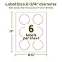 Avery EcoFriendly Circle Multipurpose Labels, 2-3/4" Dia., White, 600/Box (94512)~#|#~8DFD1976-0144-4D5A-851BF8784FBA1D9C_sc7