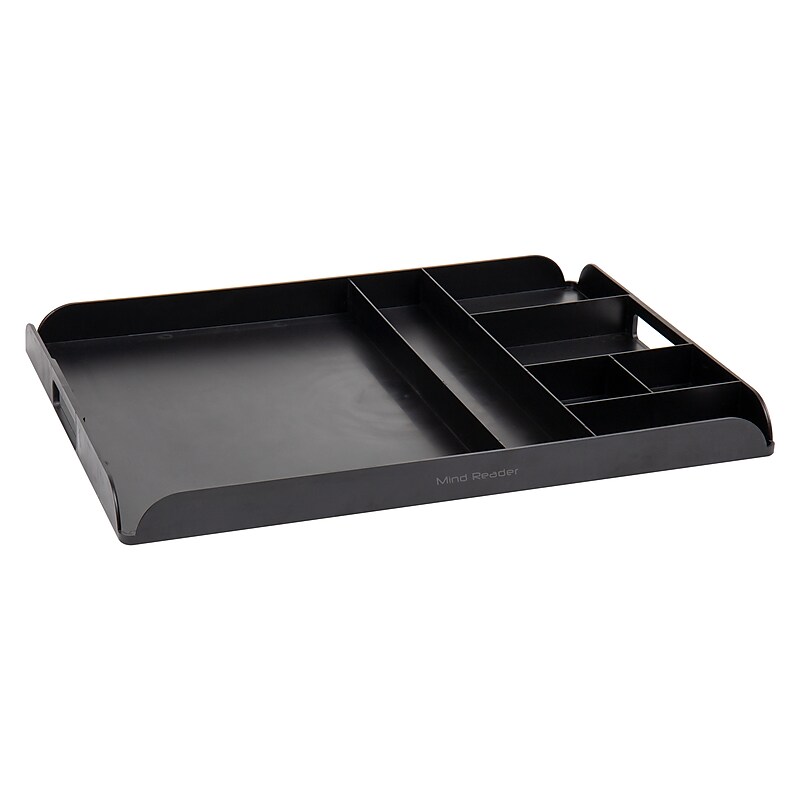 Mind Reader Plastic 7-Compartment Countertop Coffee Organizer Tray, Black (KEUTRAY-BLK) image 1