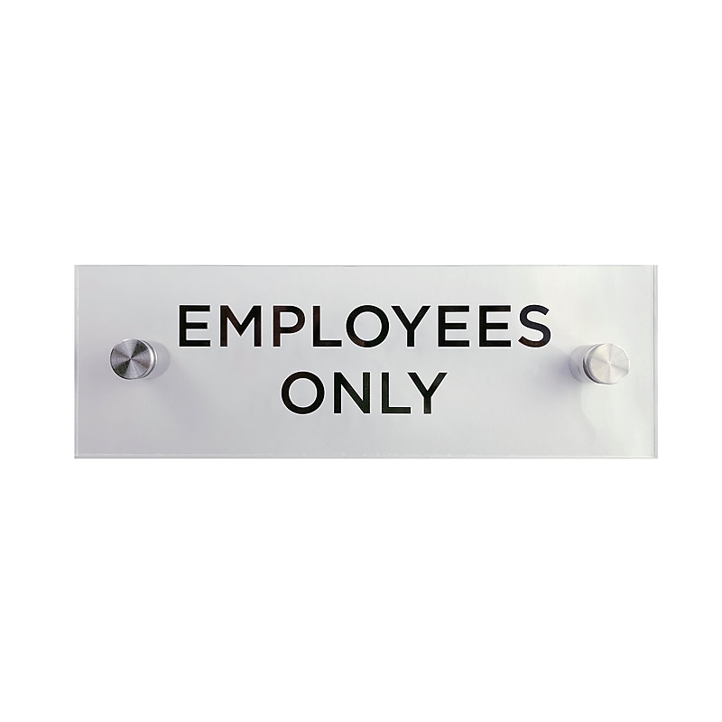 Cosco Employees Only Indoor Sign, 3" x 9", Acrylic Clear (098530) image 1
