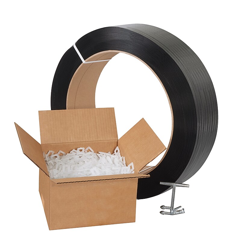 1/2" x 0.021 mil x 9000', Polypropylene Strapping, 16 x 6" Core, Hand Grade (PSJPAKIT) image 1