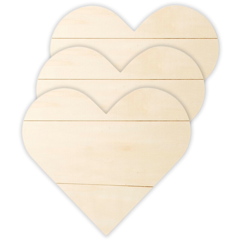 Plaid Heart Wood Sign, 3/Bundle (PDE44938-3) image 1
