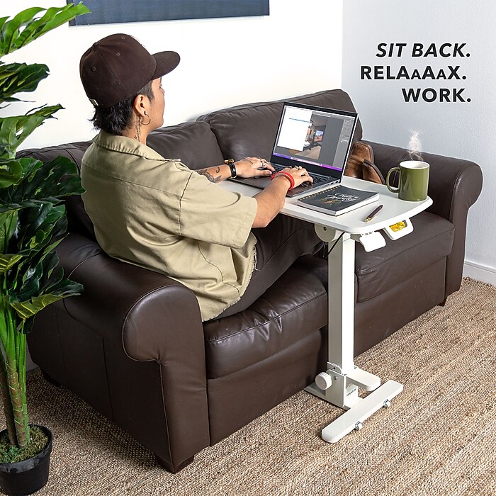 Mount-It! Foldable Rolling Overbed Table, 26.75