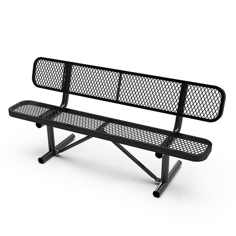 Flash Furniture Sigrid Steel 3-Seat Outdoor Bench, Black (SLFAG4HUT2H48LB) image 1
