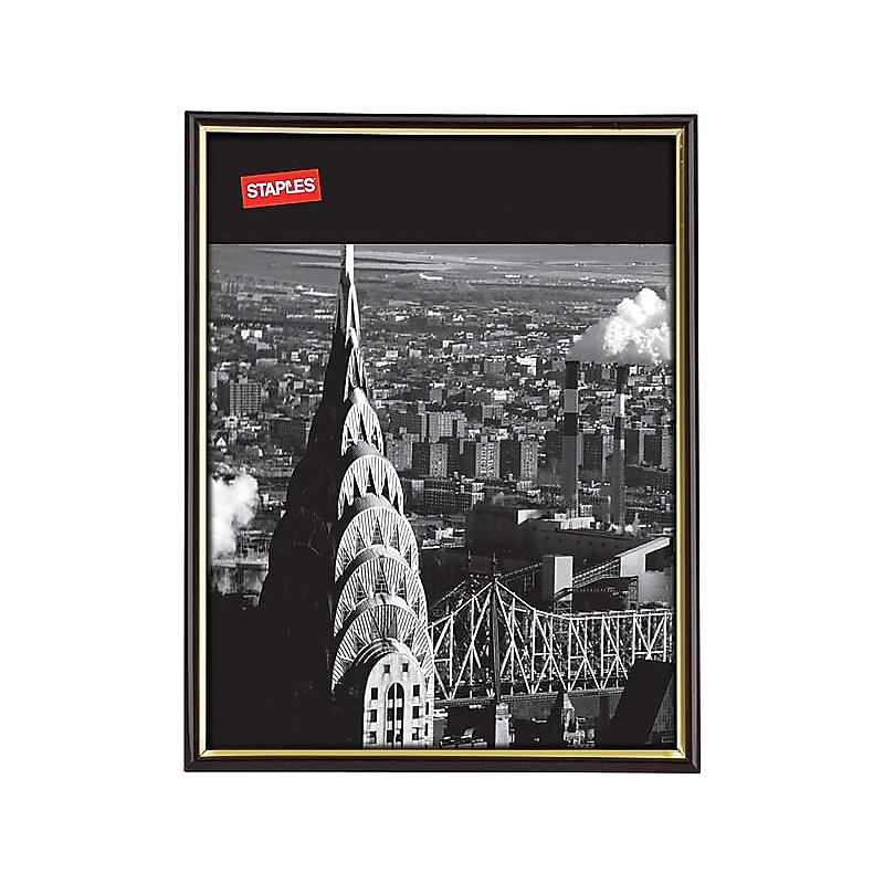 Staples® EZ Mount 8.5" x 11" Plastic Picture Frame, Black/Gold (18393/53128) image 1