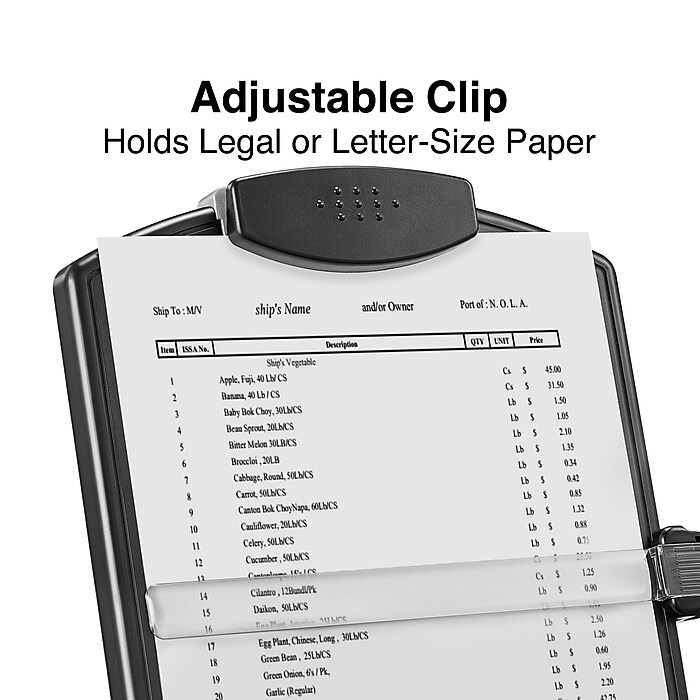 Staples Plastic Document Stand with Clip & Guide Bar, Black, Copy