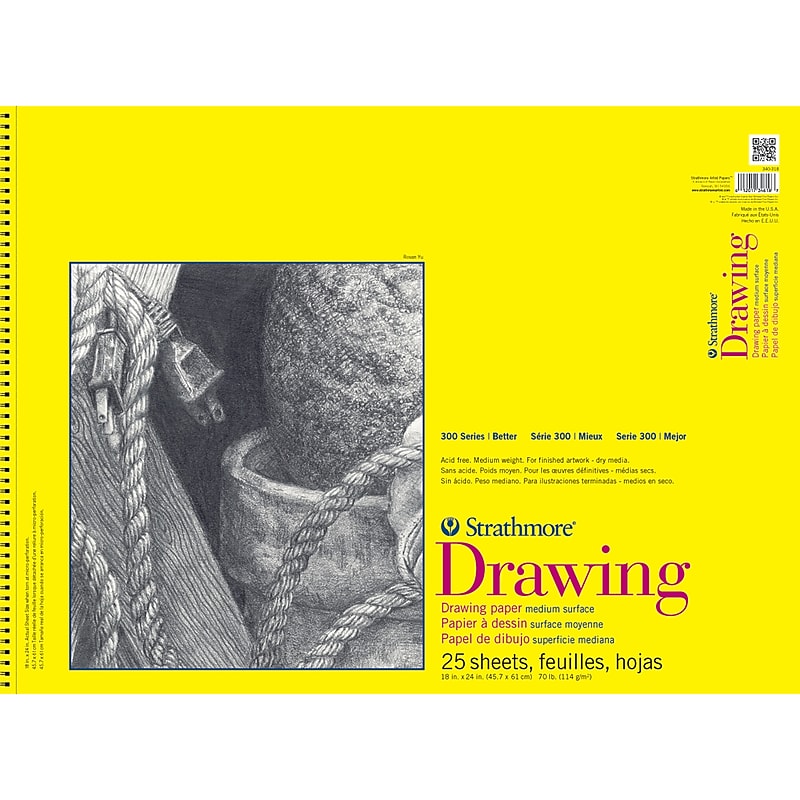 Strathmore 300 Series 24" x 18" Wire Bound Drawing Sketch Pad, 25 Sheets/Pad (STTP3403181) image 1
