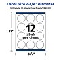 Avery Laser/Inkjet Multipurpose Circle Labels, 2.25" Dia, Glossy Clear, 120/Pack (94510)~#|#~8E2AC2A9-E017-491F-852A09A721073BE2_sc7