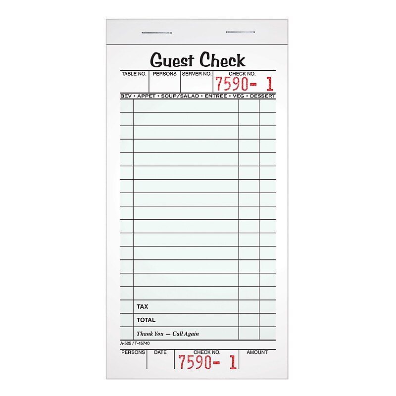 TOPS Guest Checks, 50 sheets/Pad, 10/pack (525SW) image 1