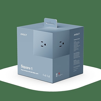AVOLT Square 1 5.9′ 3-Outlet Power Extender with USB-C, Shark Blue (SQ1-NABC30-18SHB) Sansujyuku sansujyuku.com