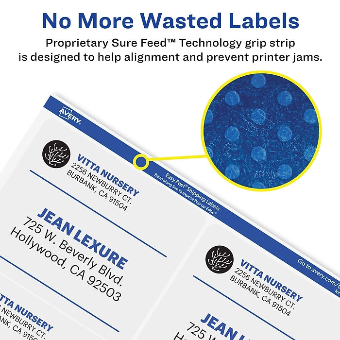 Avery Easy Peel Laser Shipping Labels, 3-1/3