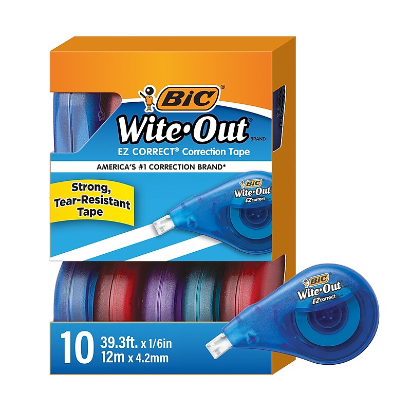BIC Wite-Out EZ Correct Correction Tape, White, 10/Pack (WOTAP10) image 1