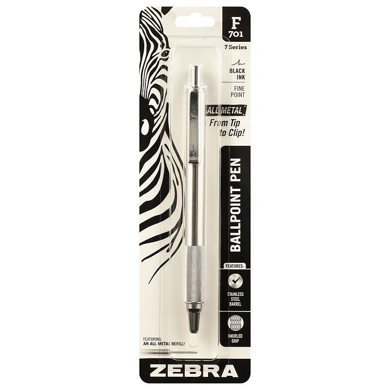 Zebra F-701 Retractable Ballpoint Pens, Fine Point, 0.8mm, Black Ink (29411) image 1