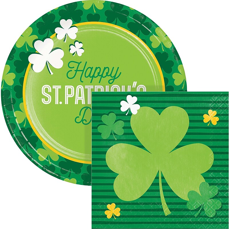 Say Hooray! Irish Wishes St. Patrick’s Day Paper Plates and Napkins Set, 48/Pack (DTC9625E2G) image 1
