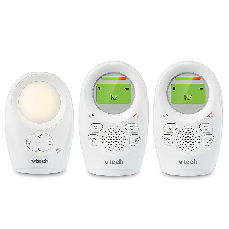 VTech Digital Audio Baby Monitor with Enhanced Range with 1-Baby Unit & 2-Parent Units, White (DM1211-2) image 1