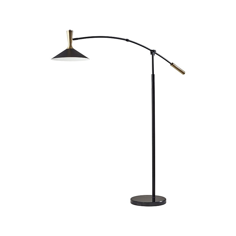 Adesso Bradley 81" Metal Black/Antique Brass Floor Lamp with Cone Shade (5185-01) image 1