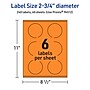 Avery Laser/Inkjet Multipurpose Circle Labels, 2.75" Dia., Bright Orange, 240/Pack (94512)~#|#~8E552438-8581-4013-B992B45C8AC492D2_sc7