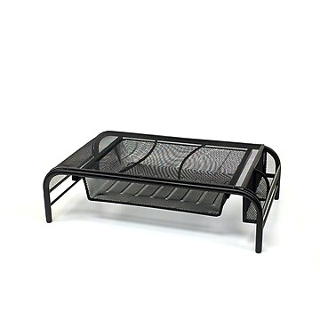 Mind Reader Network Collection Metal Mesh Monitor Stand with Drawer, Up to 24" Monitor, Black (MESHMONSTA-BLK)