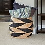 Household Essentials Large Round Woven Basket with Handles in Handwoven Cattail and Paper Fibers, Natural/Black (HHML-6704)~#|#~8E63115E-B6D2-488E-B25B4C598BD9E186_sc7