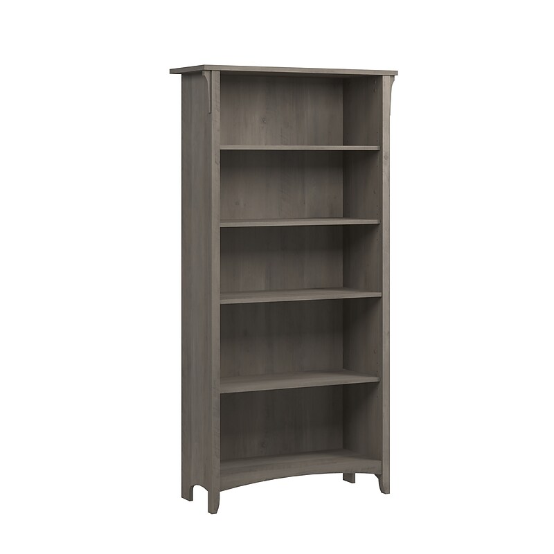 Bush Furniture Salinas 63"H 5-Shelf Bookcase with 3 Adjustable Shelves, Driftwood Gray Laminated Wood (SAB132DG-03) image 1