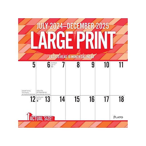 20242025 Plato Large Print 12" x 12" Academic & Calendar Monthly Wall