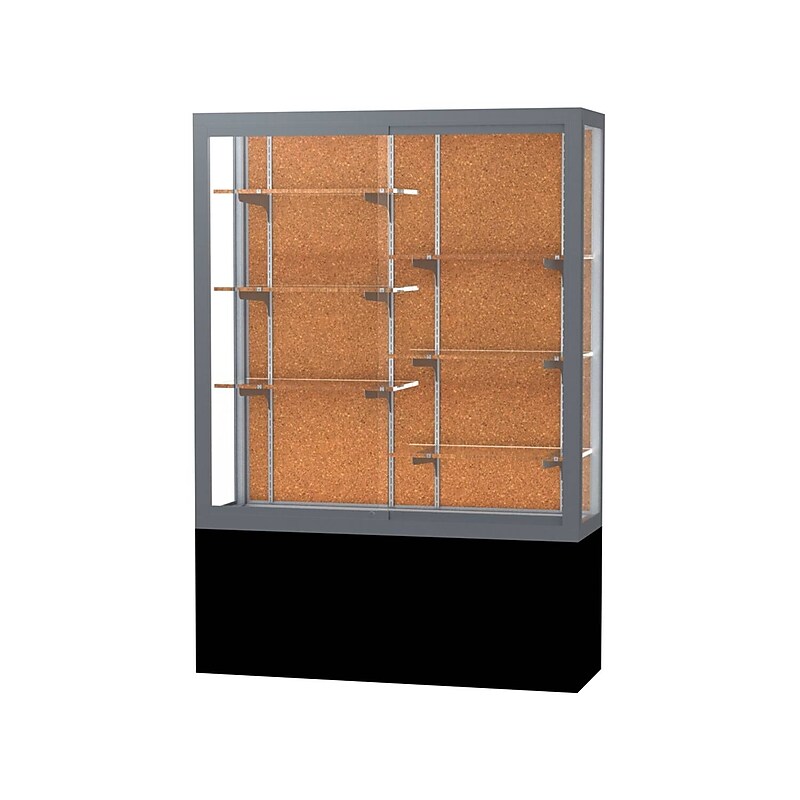 Ghent Challenger 48"W x 66"H x 16"D Floor Case, Cork Back, Satin Natural Fin, Black Laminate Base image 1