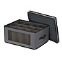 Household Essentials 38.12 Quart Wine Glass Storage Box with Lid, Fabric, Gray (52542-1)~#|#~8E78658E-9612-493D-B2CBBF13F3203EF8_sc7