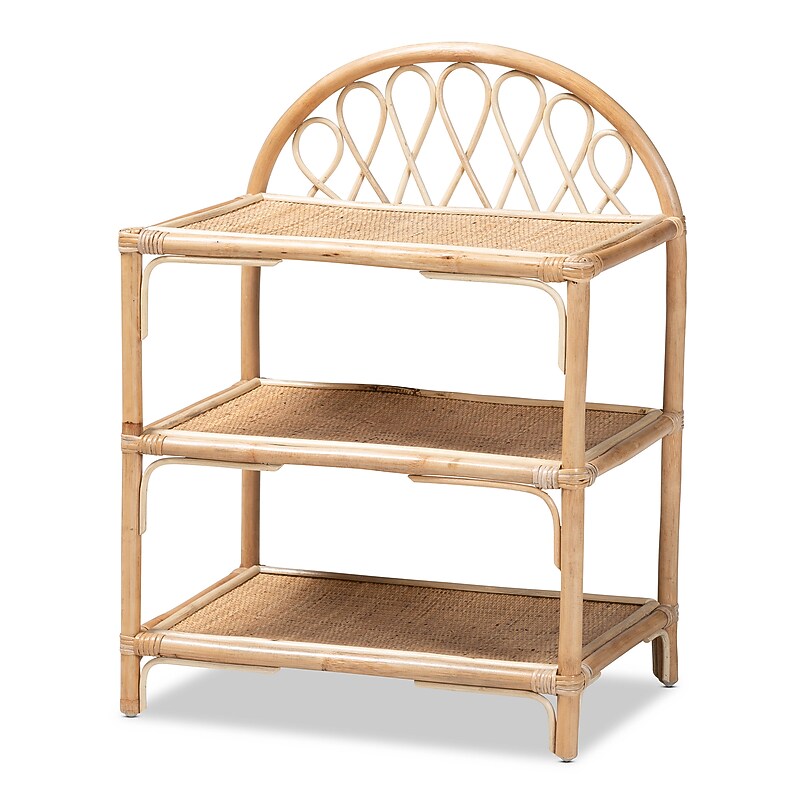 bali & pari Redell 3-Shelf Natural Rattan Display Shelf, 31.7" x 23.6" x 16.1", Natural (207-12687-HiT) image 1