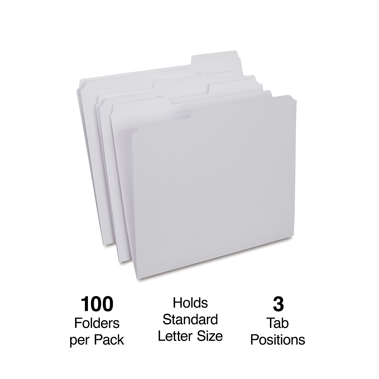 Staples Colored File Folders w/ Reinforced Tabs Letter 3 Tab White 100/Box - Picture 2 of 7