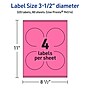 Avery Laser/Inkjet Round Multipurpose Labels, 3.5" Dia., Bright Pink, 320/Box (94514)~#|#~8E87F496-8ED7-4D1A-A92EAC62910D48F2_sc7