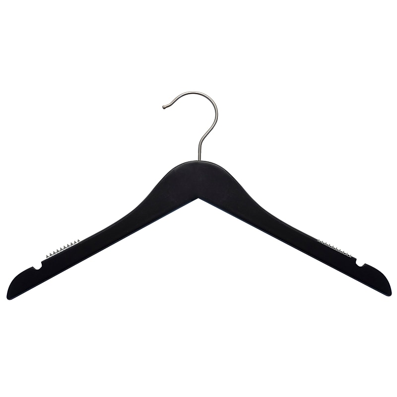 Nahanco 17" Wood Flat Top Hanger, Black, 100/Carton (20217) image 1