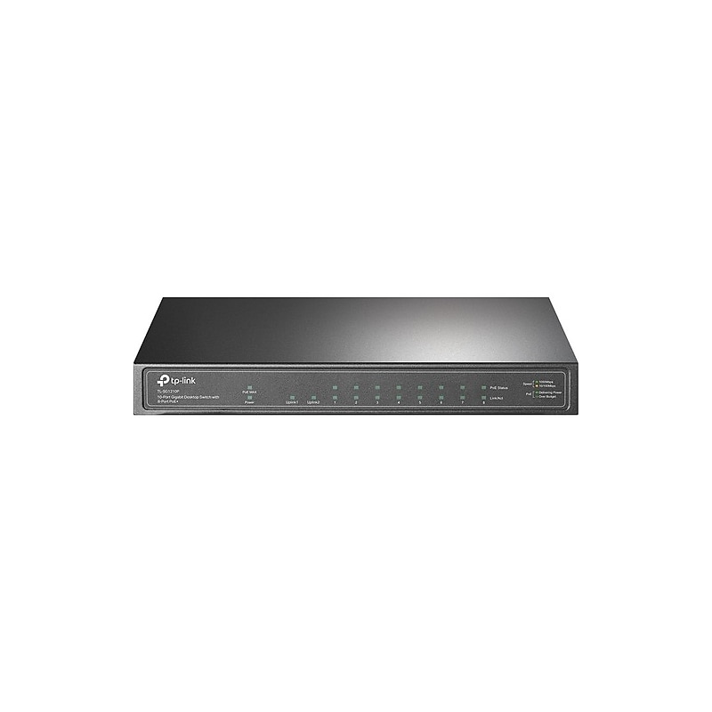TP-Link 10-Port Gigabit Ethernet PoE Unmanaged Switch, 10,000 Mbps, Black (TL-SG1210P) image 1